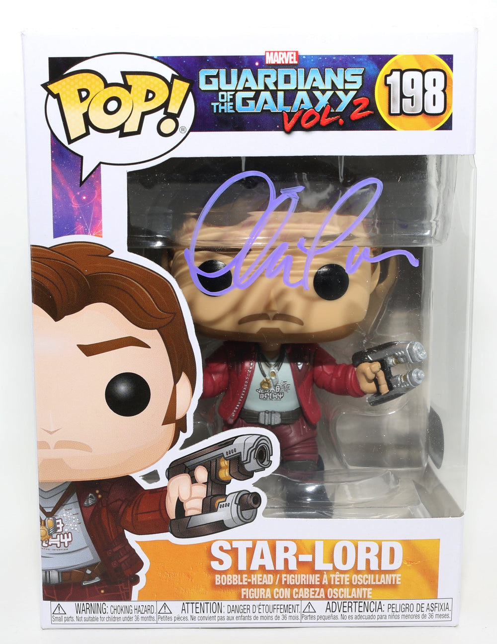 Chris Pratt as Star-Lord in Guardians of the Galaxy Vol. 2 (SWAU) Signed Funko POP! #198