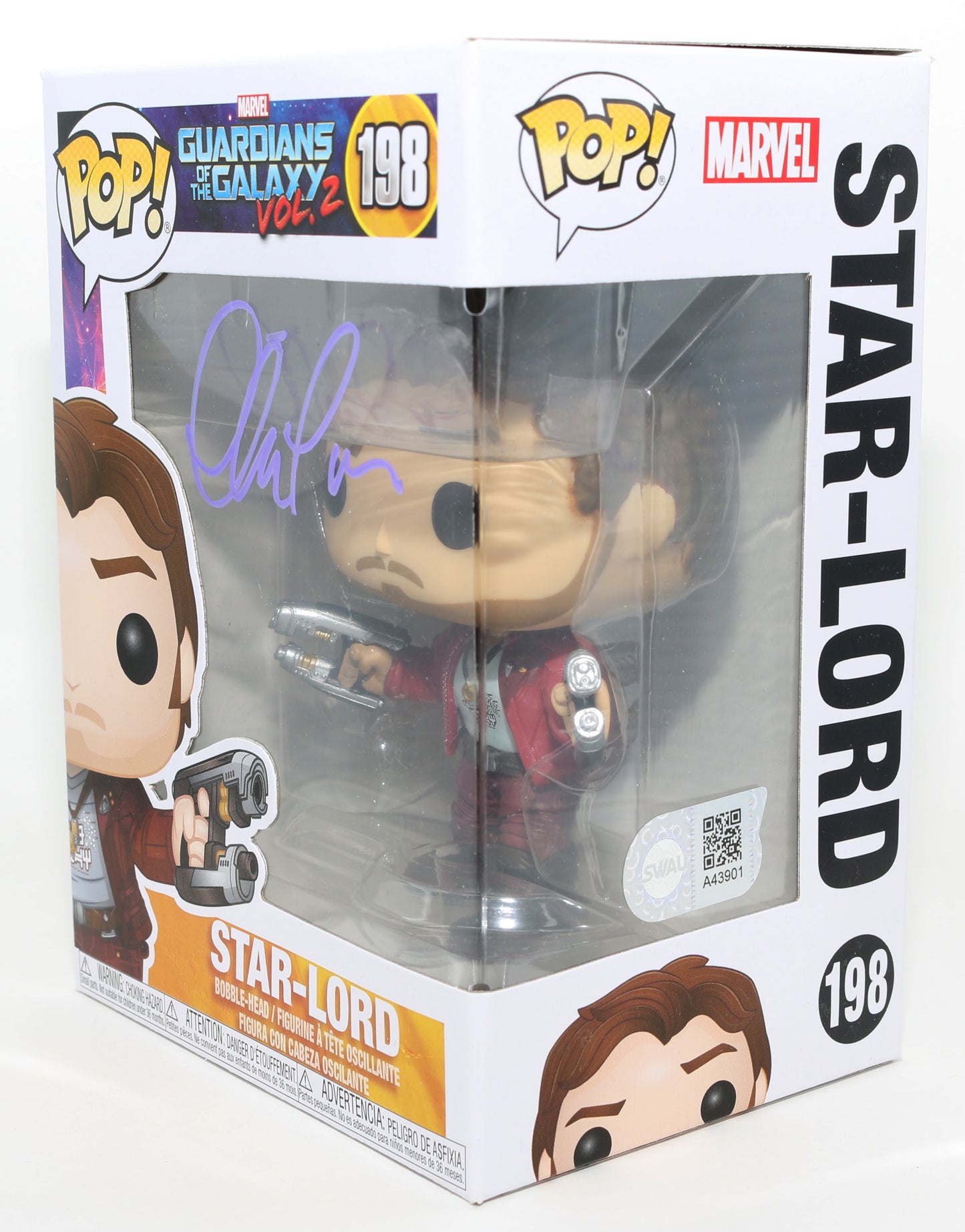 
                  
                    Chris Pratt as Star-Lord in Guardians of the Galaxy Vol. 2 (SWAU) Signed Funko POP! #198
                  
                