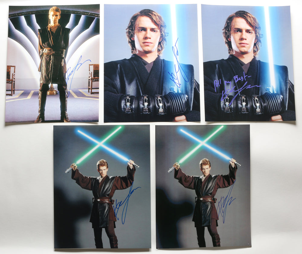 Hayden Christensen as Anakin Skywalker in the Star Wars Prequel Trilogy Signed 11x14 Photo 5pc LOT