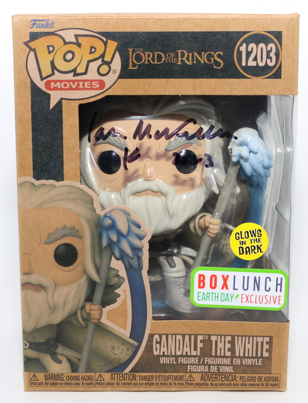 Ian McKellen as Gandalf the White in The Lord of the Rings: The Return of the King GITD Box Lunch Exclusive (JSA) Signed Funko POP! #1203