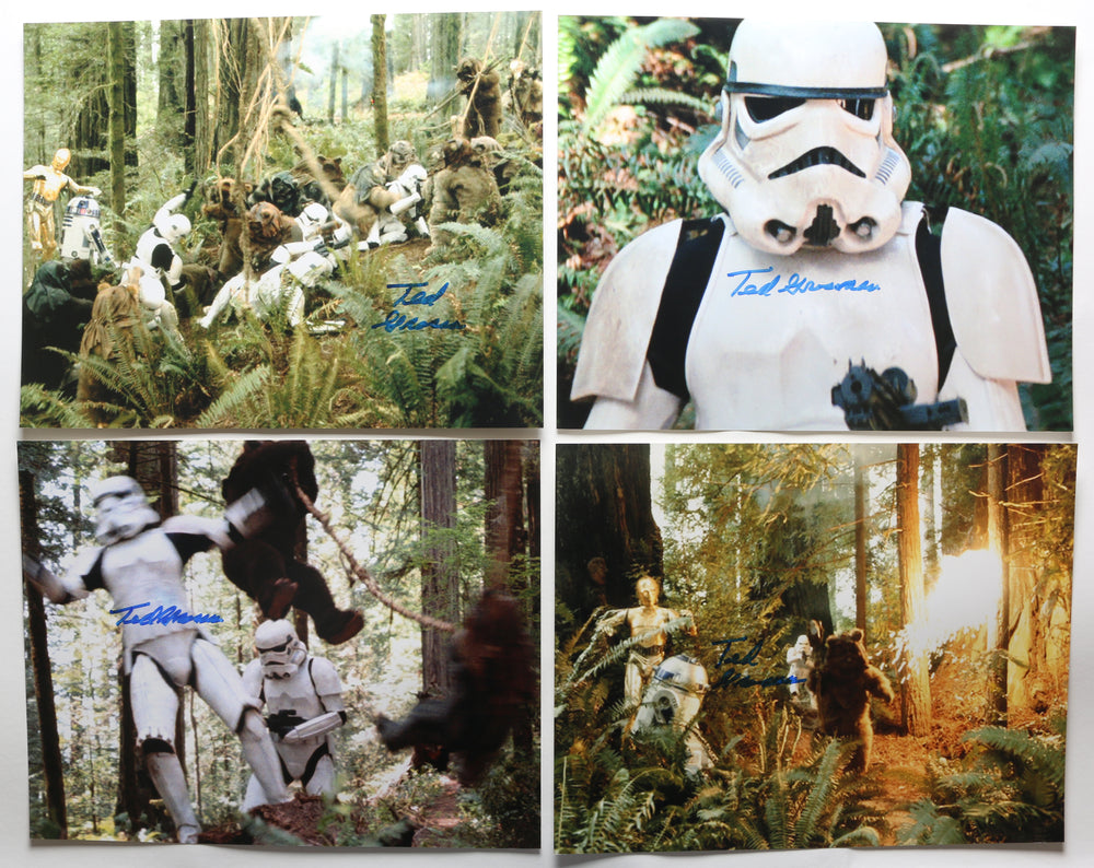 Ted Grossman as Stormtrooper Stuntman in Star Wars: Return of the Jedi Signed 11x14 Photo 4pc LOT