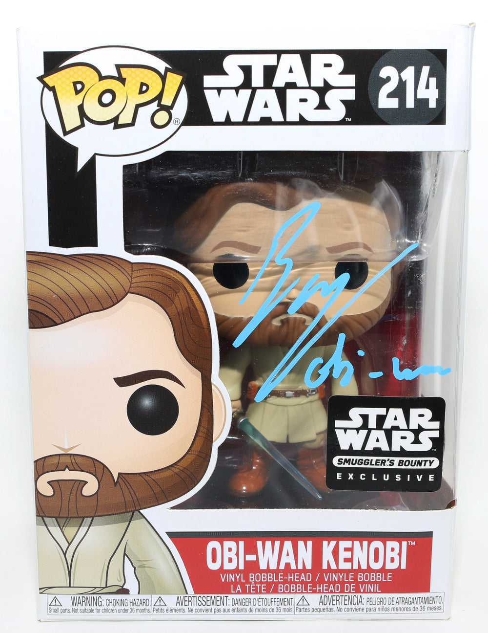 Ewan McGregor as Obi-Wan Kenobi in Star Wars Episode I: The Phantom Menace Smuggler's Bounty Exclusive (SWAU) Signed Funko POP! #214 with Character Name