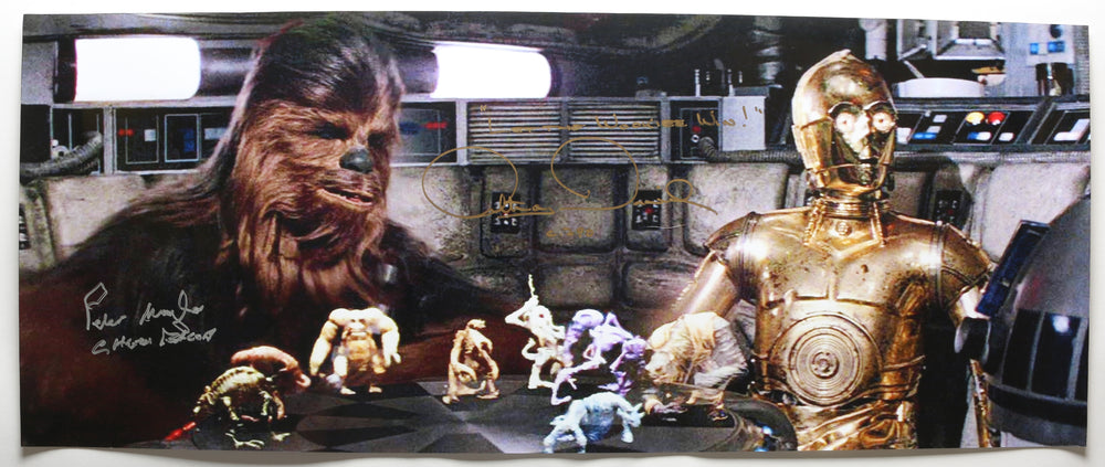 Peter Mayhew as Chewbacca & Anthony Daniels as C-3PO in Star Wars: A New Hope Signed 12x30 Poster with 