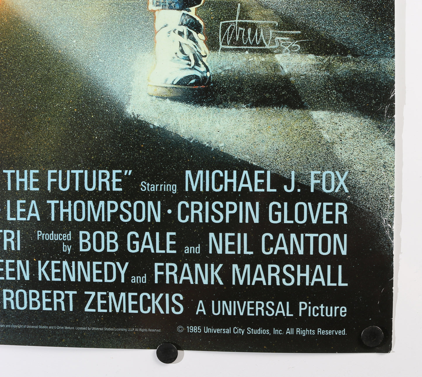 
                  
                    Back to the Future (JSA) 27x40 Poster Cast Signed by Michael J. Fox, Christopher Lloyd, Lea Thompson, & Tom Wilson with Character Names
                  
                