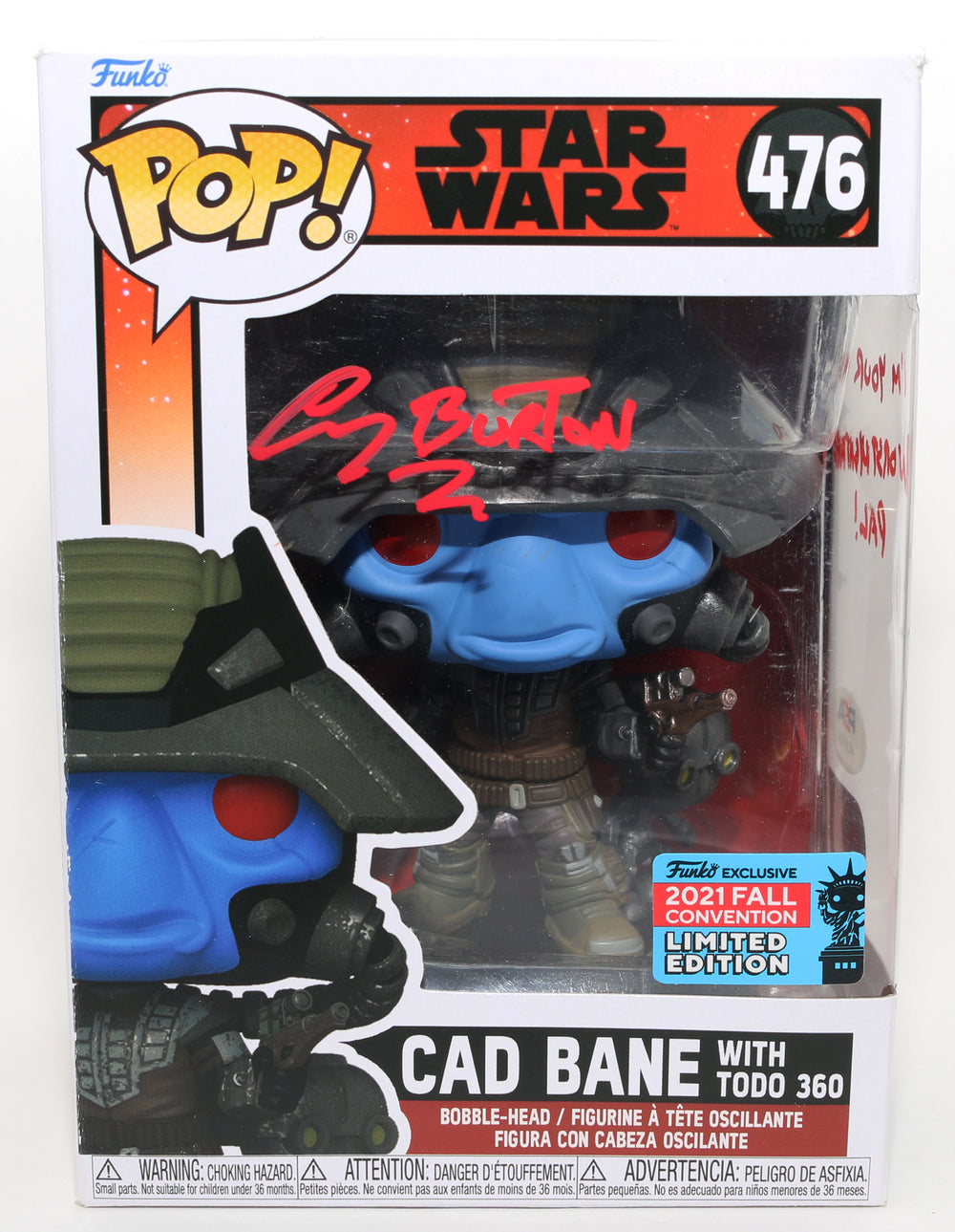 Corey Burton as Cad Bane with Todo 360 in Star Wars: The Book of Boba Fett 2021 Fall Con Limited Edition (SWAU / PSA) Signed Funko POP!  #476 with Quote