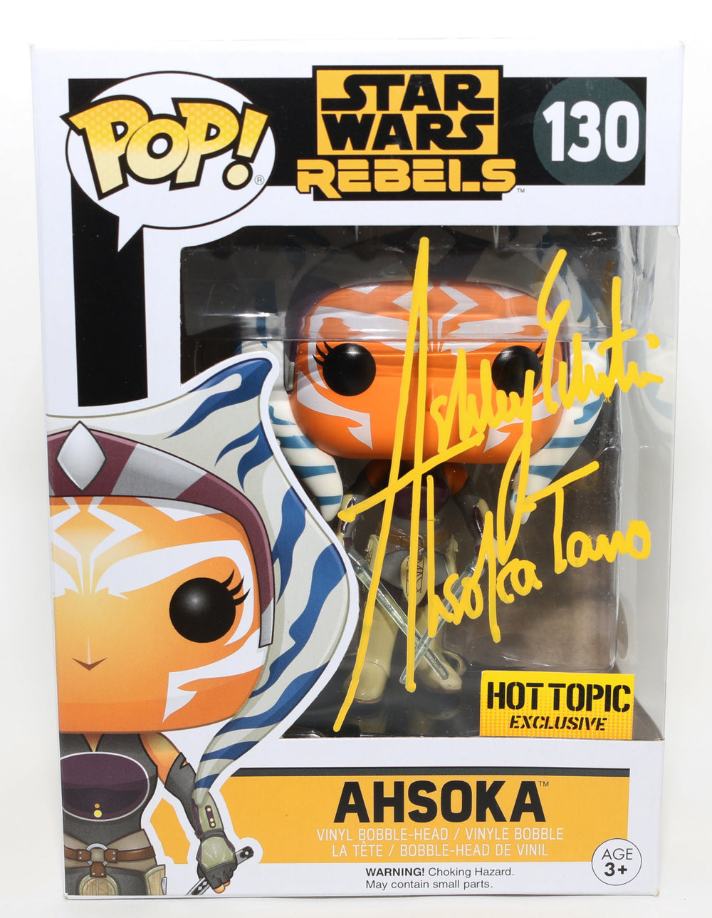 Ashley Eckstein as Ahsoka Tano in Star Wars: Rebels Hot Topic Exclusive (JSA) Signed Funko POP! #130 with Character Name