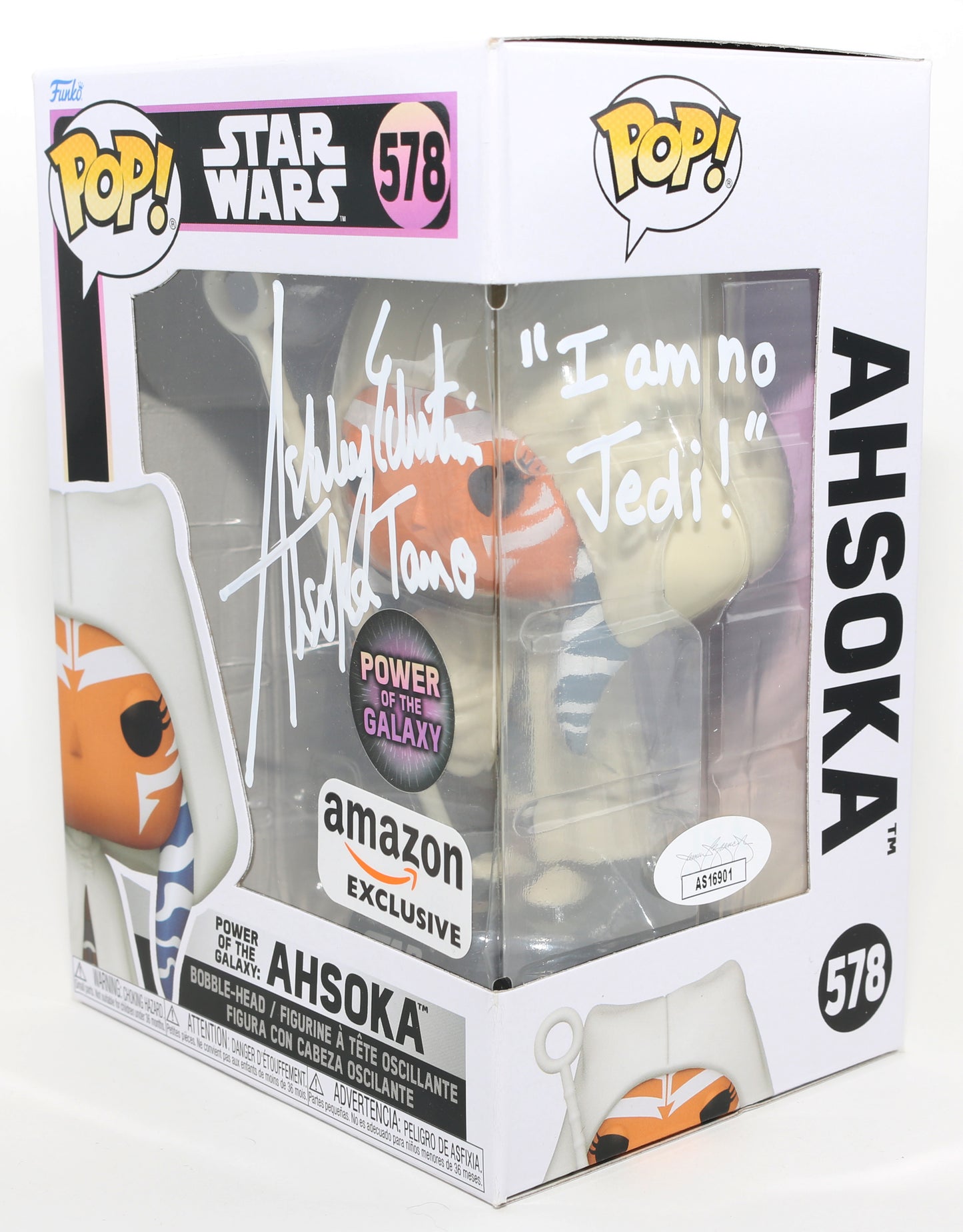 
                  
                    Ashley Eckstein as Ahsoka Tano in Star Wars: The Clone Wars Power of the Galaxy Amazon Exclusive (JSA) Signed Funko POP! #578 with Character Name & Quote
                  
                