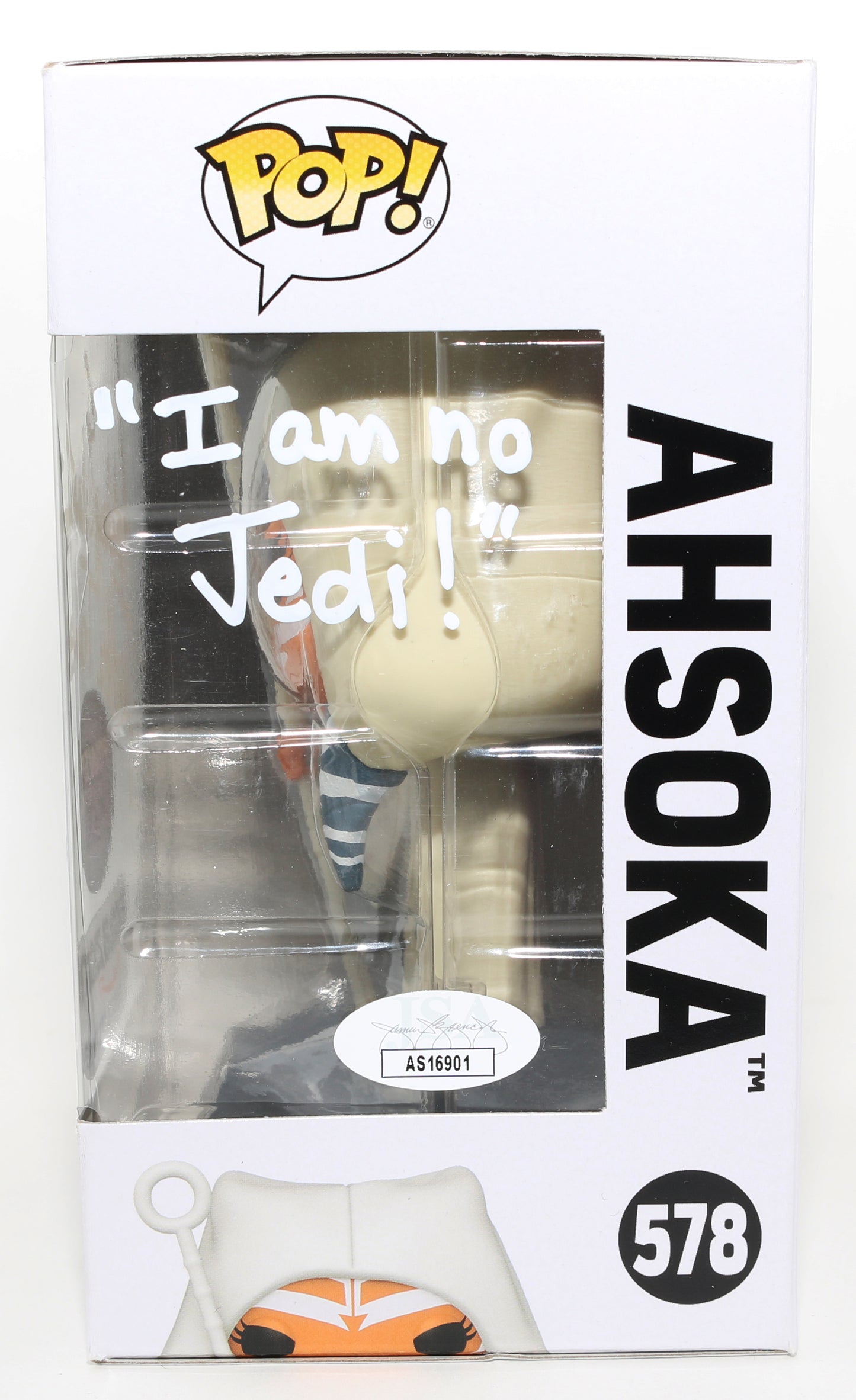 
                  
                    Ashley Eckstein as Ahsoka Tano in Star Wars: The Clone Wars Power of the Galaxy Amazon Exclusive (JSA) Signed Funko POP! #578 with Character Name & Quote
                  
                