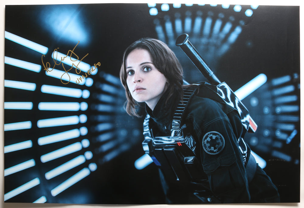 Felicity Jones as Jyn Erso in Rogue One: A Star Wars Story Signed 30x20 Poster with Character Name