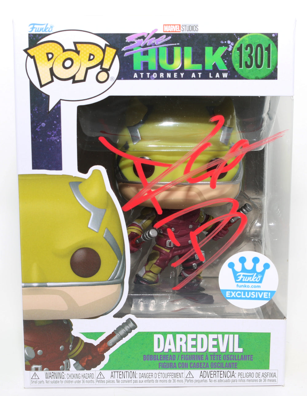 Charlie Cox as Yellow Suit Daredevil in She-Hulk : Attorney at Law Funko.com Exclusive (JSA) Signed Funko POP! #1301 with Character Name