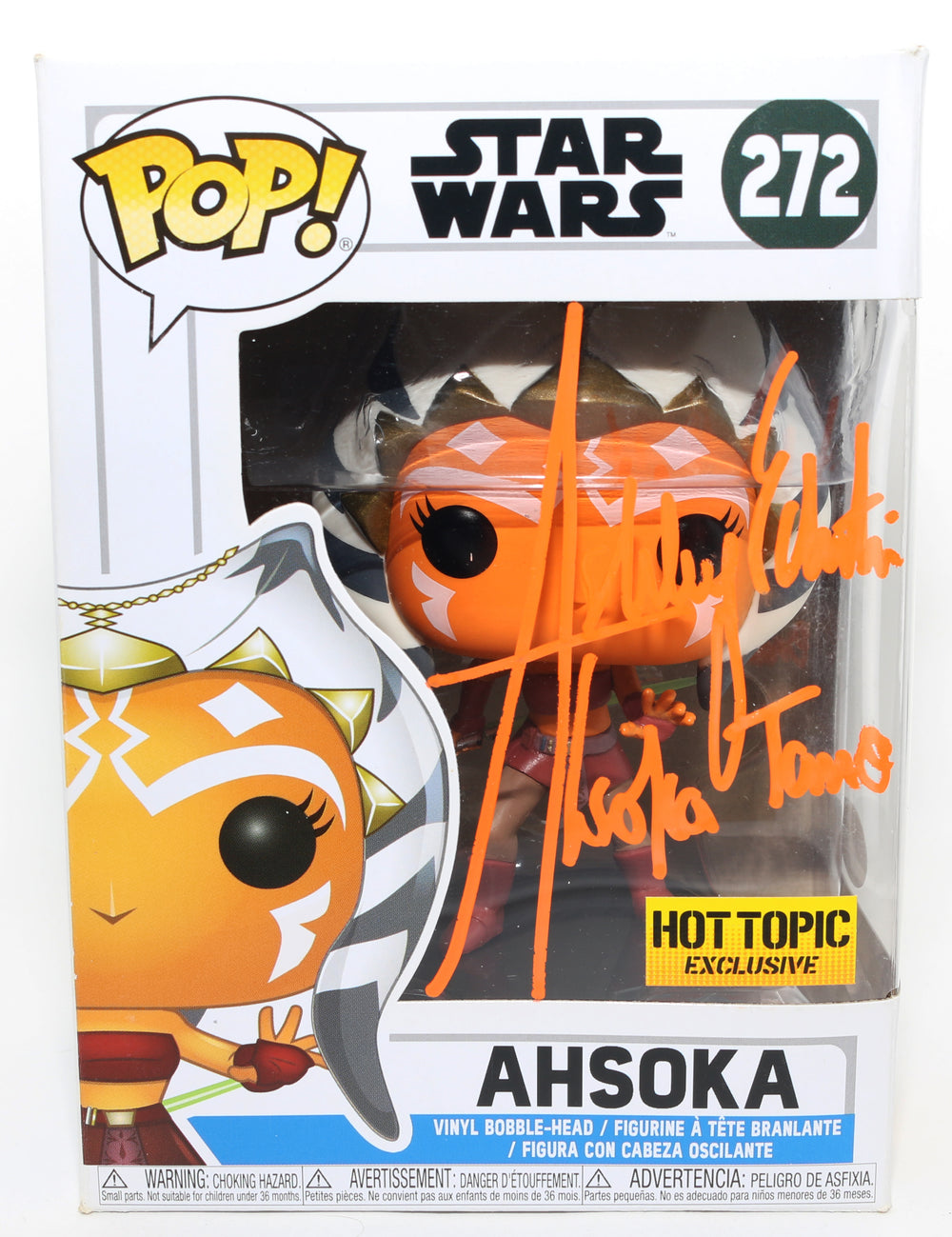 Ashley Eckstein as Ahsoka Tano in Star Wars: The Clone Wars Hot Topic Exclusive (JSA) Signed Funko POP! #272 with Character Name