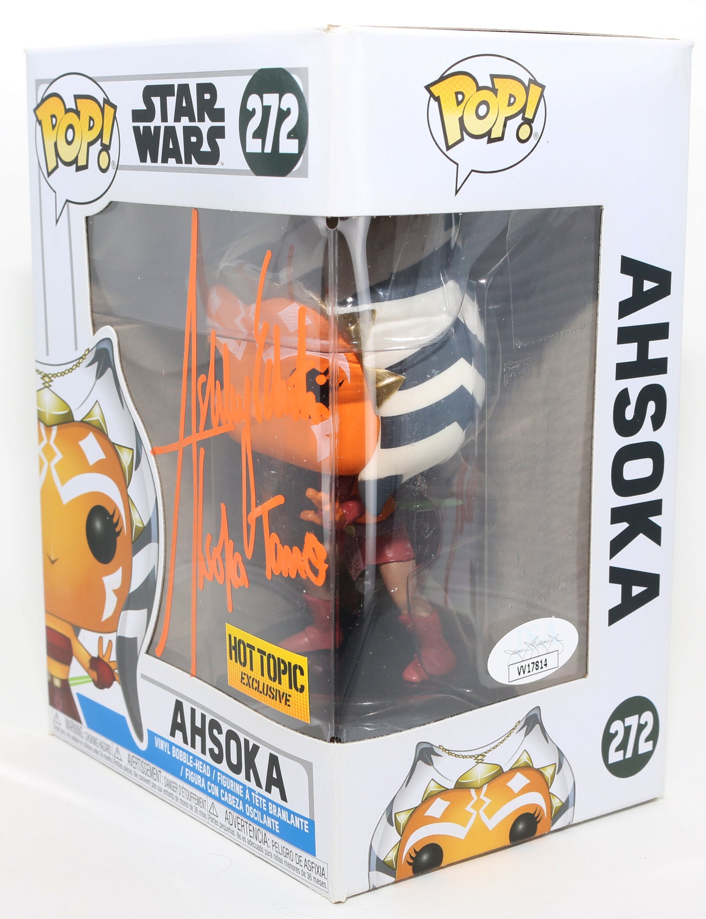 
                  
                    Ashley Eckstein as Ahsoka Tano in Star Wars: The Clone Wars Hot Topic Exclusive (JSA) Signed Funko POP! #272 with Character Name
                  
                