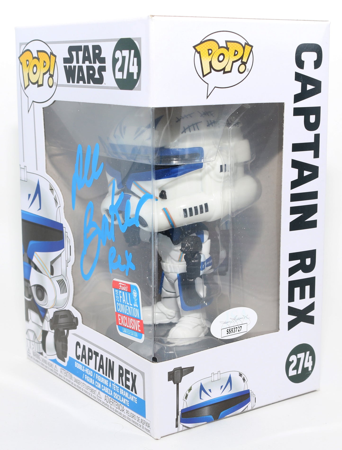 
                  
                    Dee Bradley Baker as Captain Rex in Star Wars: The Clone Wars 2018 Fall Con Exclusive (JSA) Signed Funko POP! #274 with Character Name
                  
                