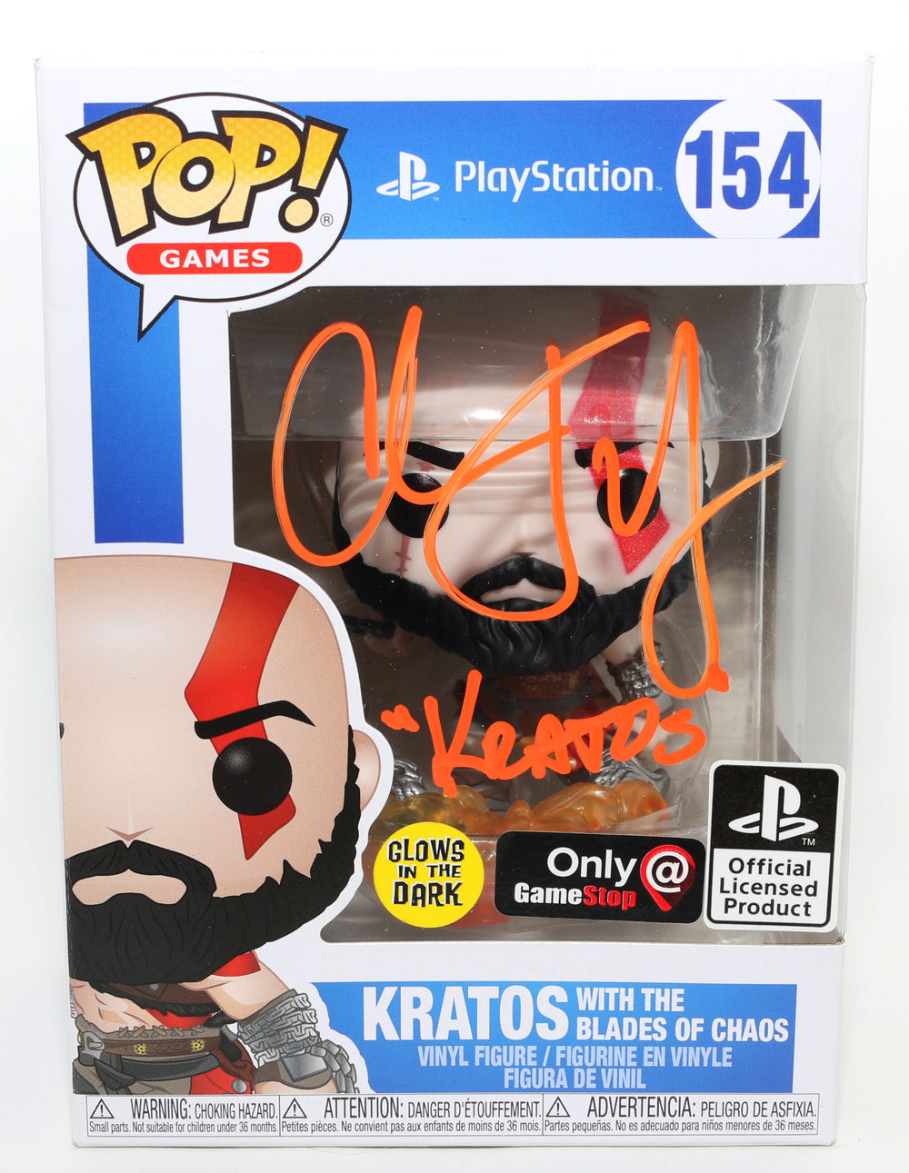 Christopher Judge as Kratos in God of War GITD GameStop Exclusive (SWAU) Signed Funko POP! #154 with Character Name
