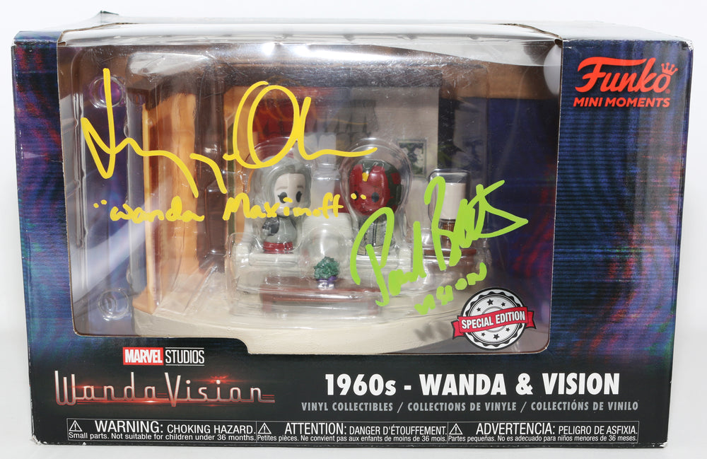 Elizabeth Olsen as Wanda & Paul Bettany as Vision [60's] in WandaVision Special Edition Signed Funko Mini Moments with Character Names