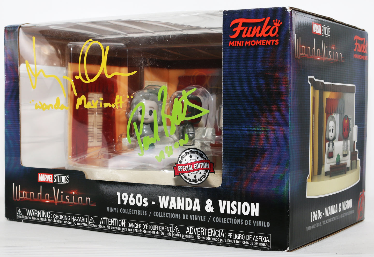 
                  
                    Elizabeth Olsen as Wanda & Paul Bettany as Vision [60's] in WandaVision Special Edition Signed Funko Mini Moments with Character Names
                  
                