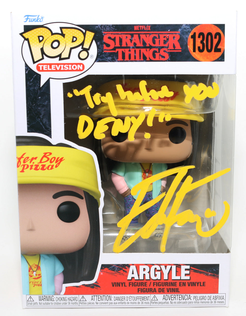 Eduardo Franco as Argyle in Stranger Things Signed Funko POP! #1302 with Quote