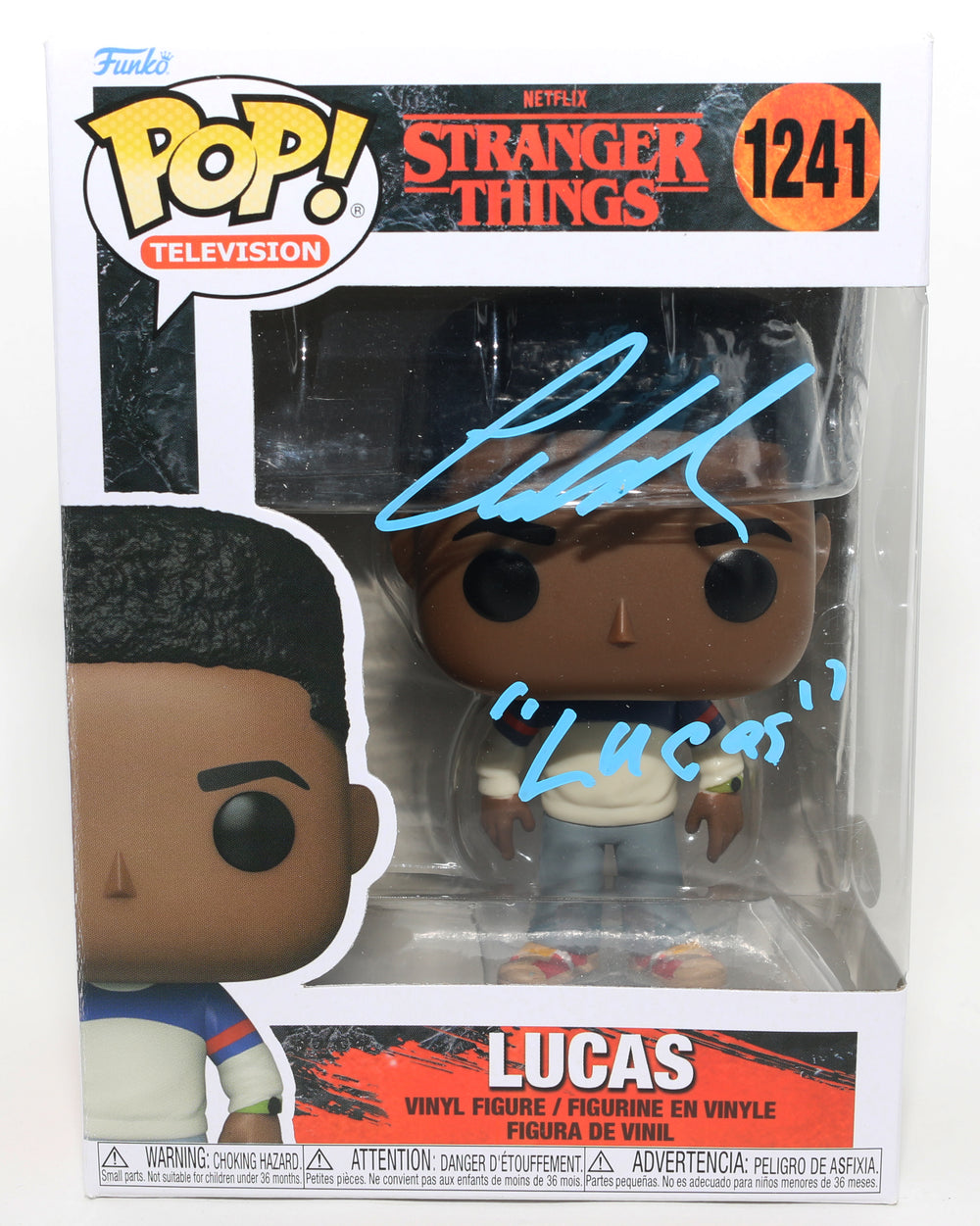 Caleb McLaughlin as Lucas Sinclair in Stranger Things (JSA) Signed Funko POP! #1241 with Character Name