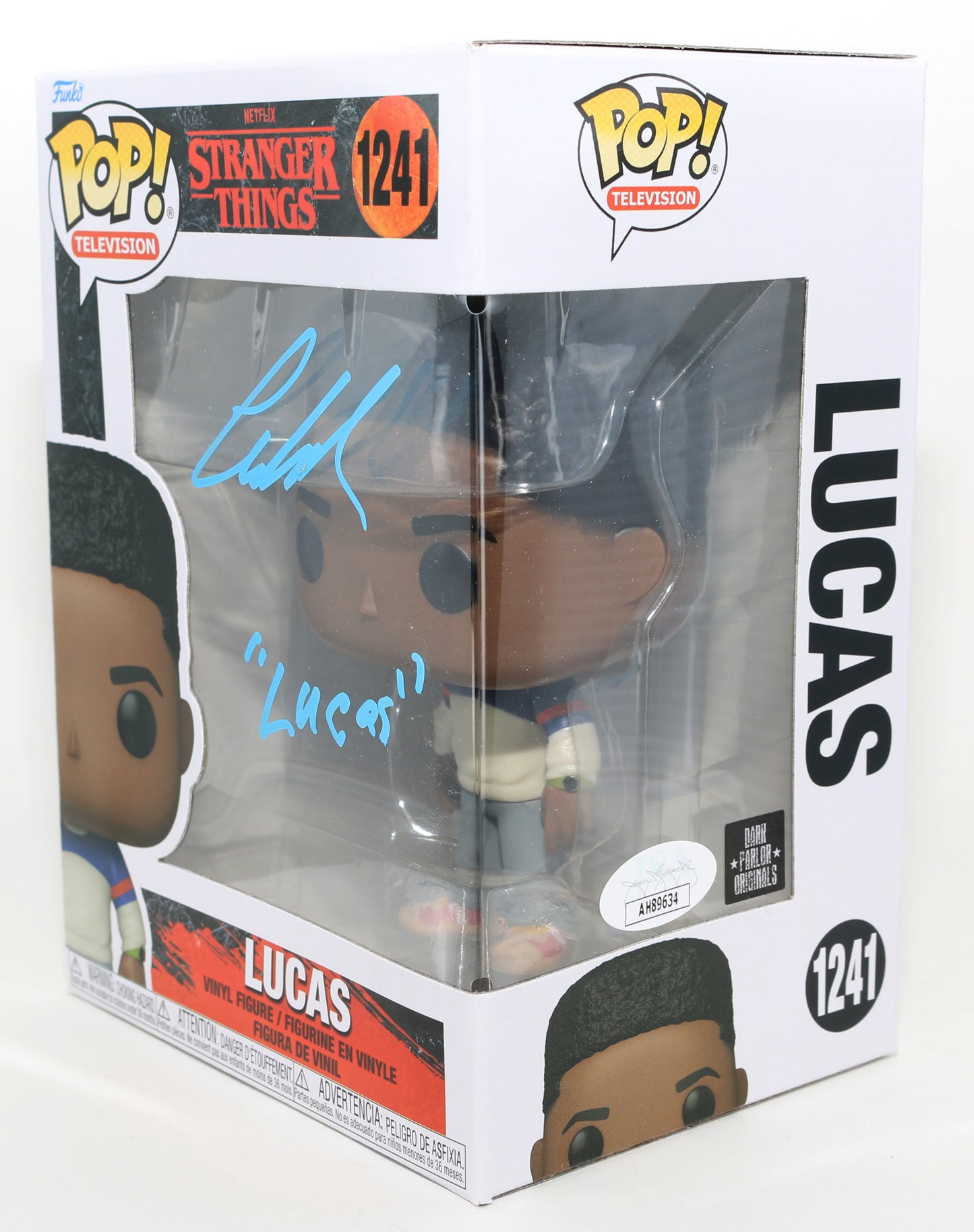 
                  
                    Caleb McLaughlin as Lucas Sinclair in Stranger Things (JSA) Signed Funko POP! #1241 with Character Name
                  
                