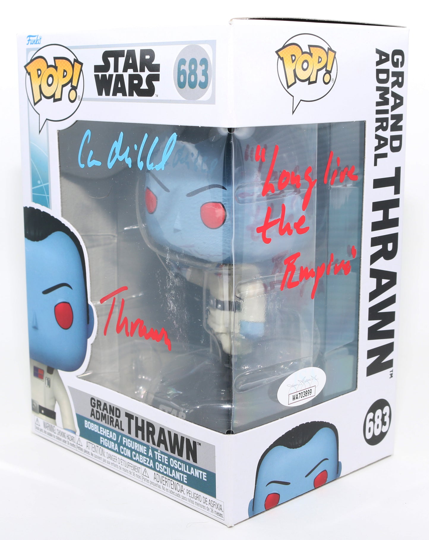 
                  
                    Lars Mikkelsen as Grand Admiral Thrawn in Star Wars: Ahsoka (JSA) Signed Funko POP! #683 with Character Name & Quote
                  
                