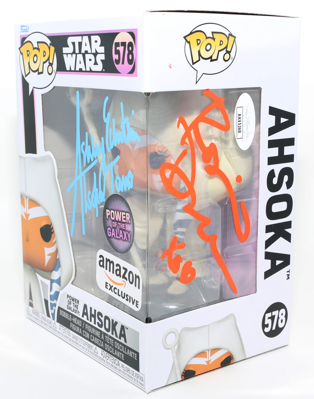 Ashley Eckstein & Rosario Dawson as Ahsoka Tano in Star Wars Power of the Galaxy Amazon Exclusive (JSA) Signed Funko POP! #578 with Character Name