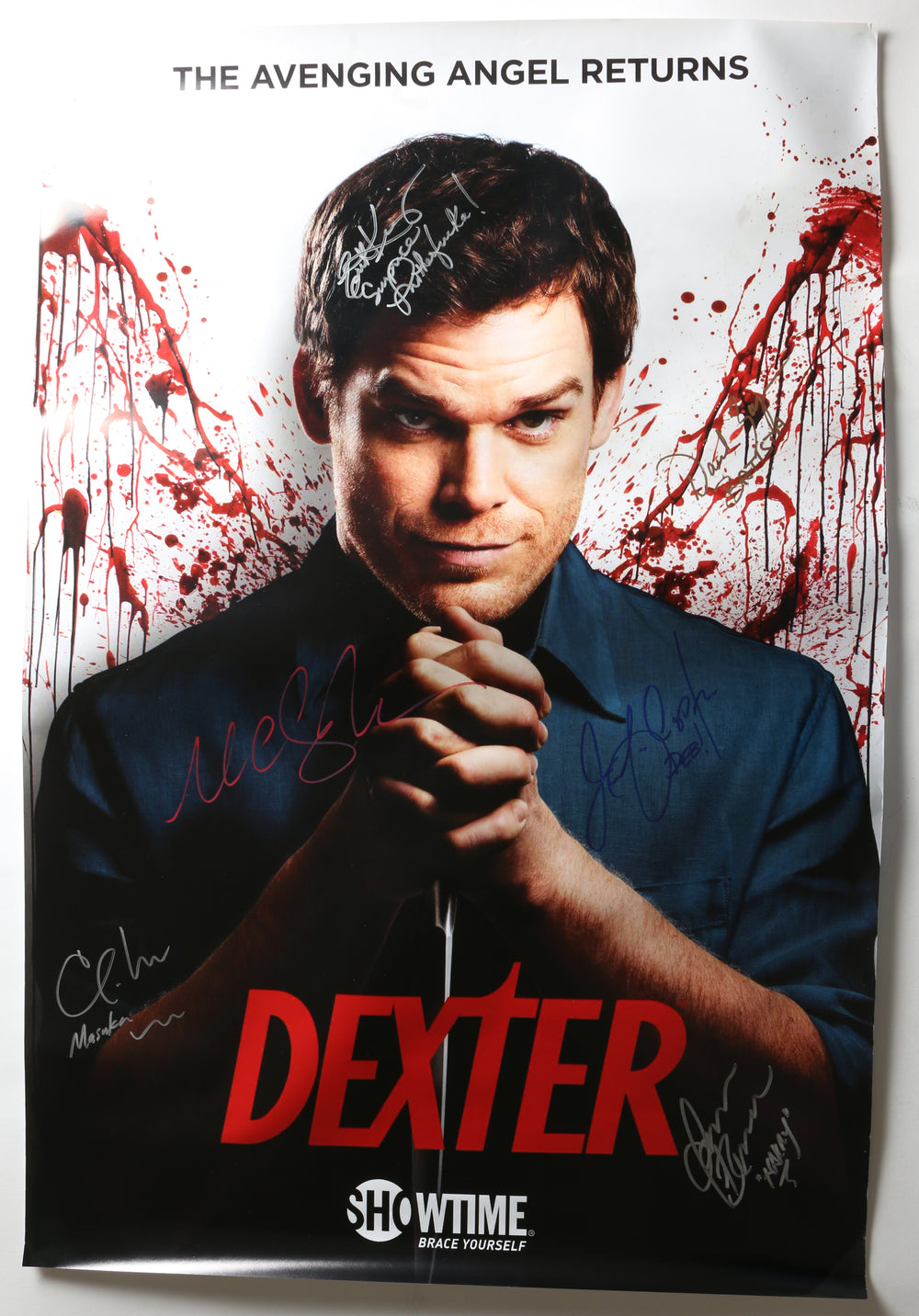 Dexter 24x36 Poster (SWAU) Cast Signed by Michael C. Hall, Jennifer Carpenter, David Zayas, C. S. Lee, James Remar, & Erik King with Character Names & Quote