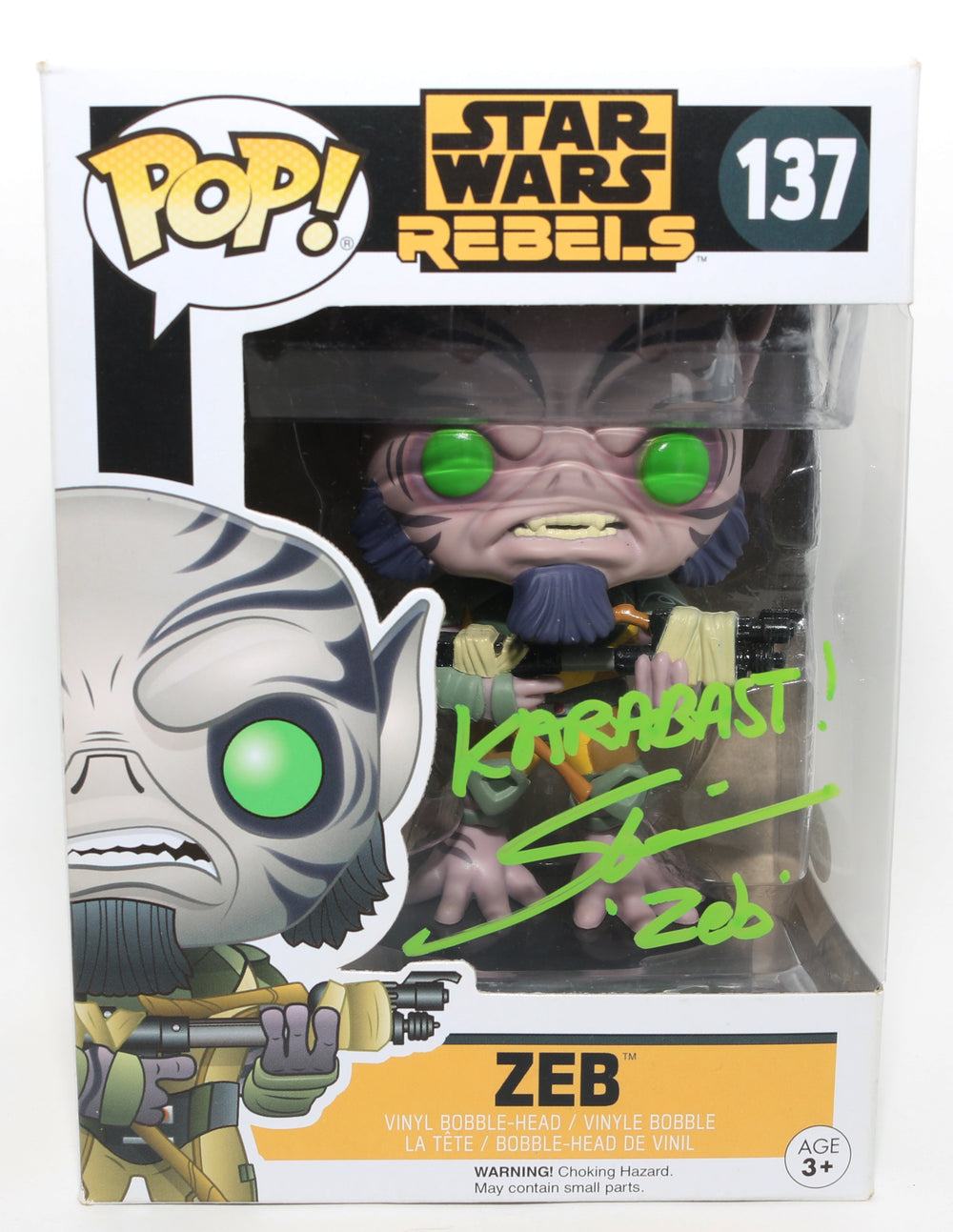 Steve Blum as Garazeb Orrelios in Star Wars: Rebels (JSA) Signed Funko POP! #137 with Character Name