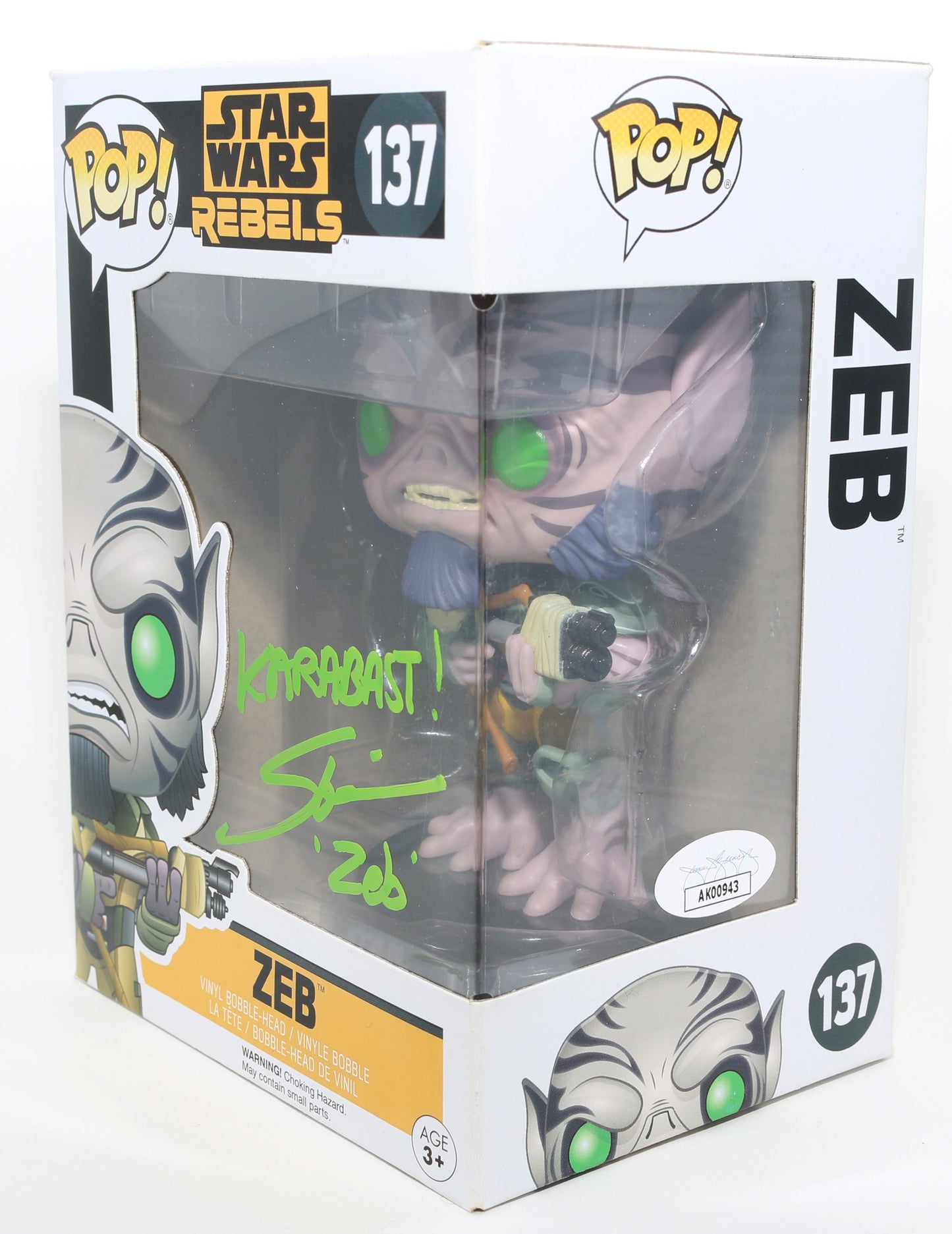 
                  
                    Steve Blum as Garazeb Orrelios in Star Wars: Rebels (JSA) Signed Funko POP! #137 with Character Name
                  
                