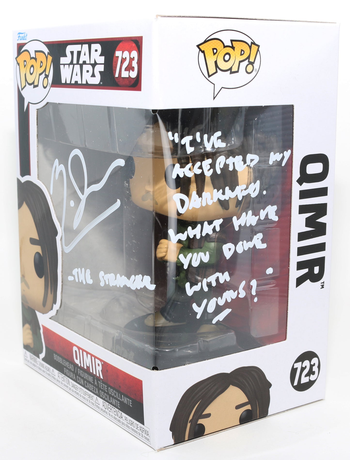 
                  
                    Manny Jacinto as The Stranger Qimir in Star Wars: The Acolyte Signed Funko POP! #723 with Character Name & Quote
                  
                