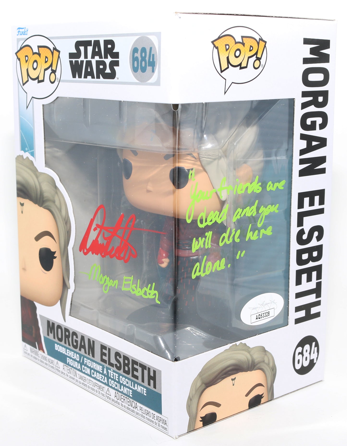 
                  
                    Diana Lee Inosanto as Morgan Elsbeth in Star Wars: Ahsoka (JSA) Signed Funko POP! #684 with Character Name and Quote
                  
                
