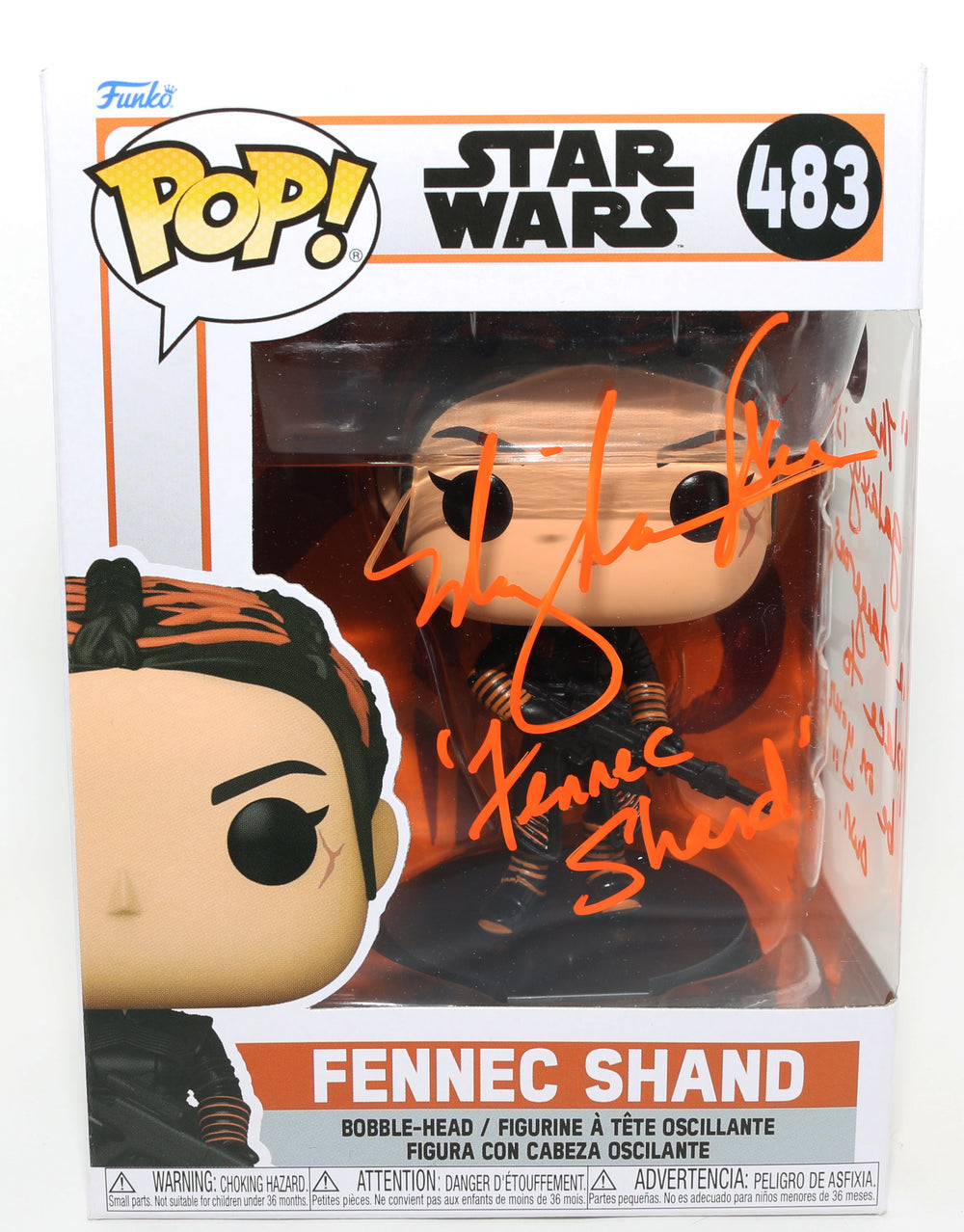 Ming-Na Wen as Fennec Shand in Star Wars: The Mandalorian (Beckett) Signed Funko POP! #483 with Character Name & Quote