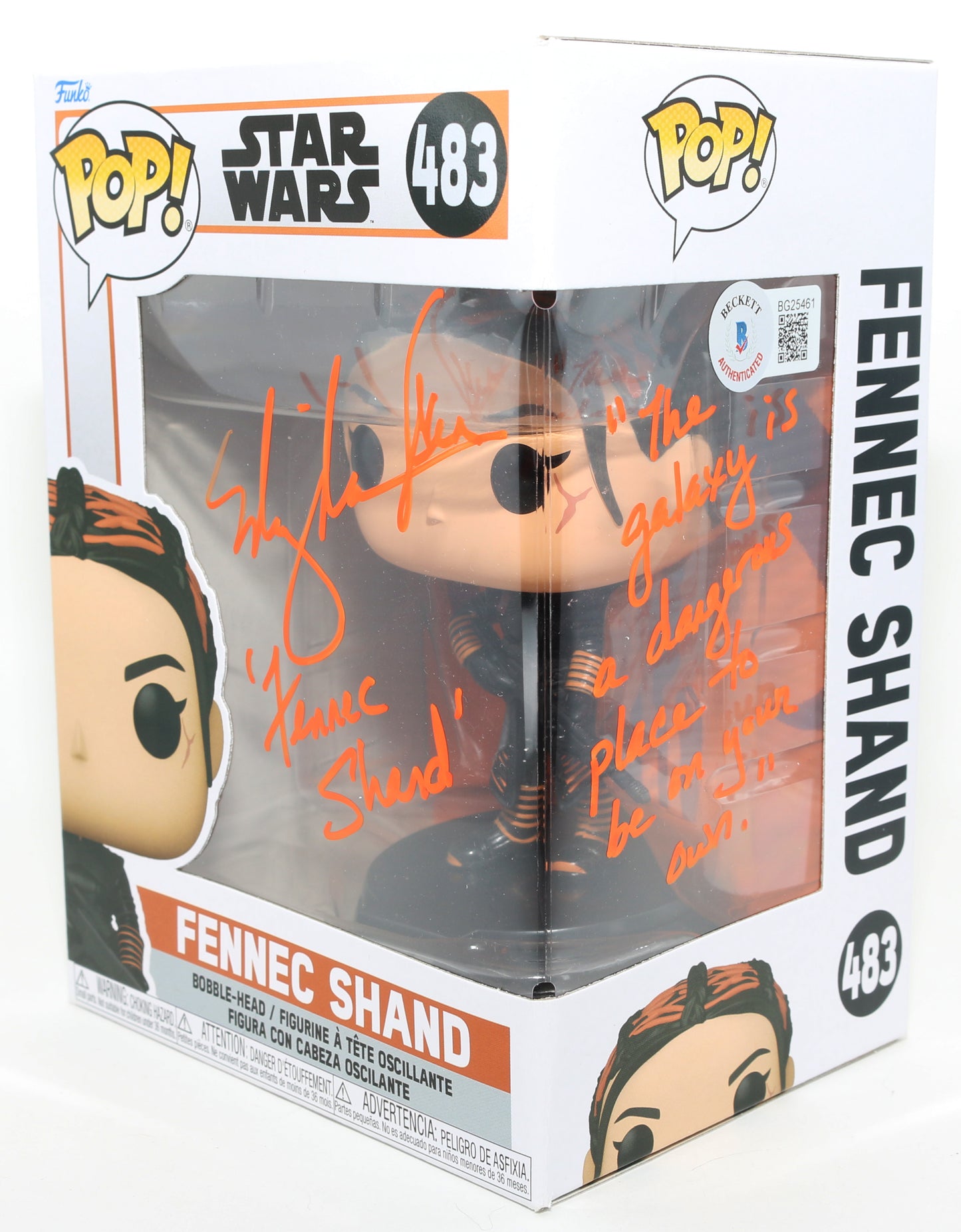 
                  
                    Ming-Na Wen as Fennec Shand in Star Wars: The Mandalorian (Beckett) Signed Funko POP! #483 with Character Name & Quote
                  
                