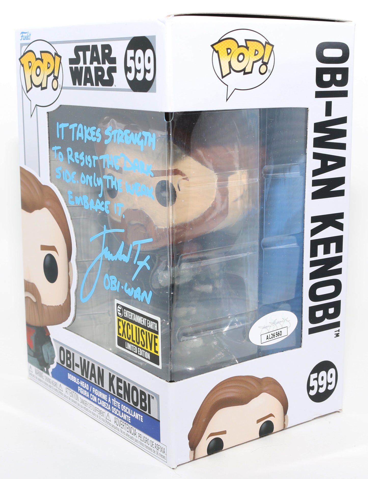 
                  
                    James Arnold Taylor as Obi-Wan Kenobi in Star Wars: The Clone Wars Entertainment Earth Exclusive (JSA) Signed Funko POP! #599 with Character Name & Quote
                  
                