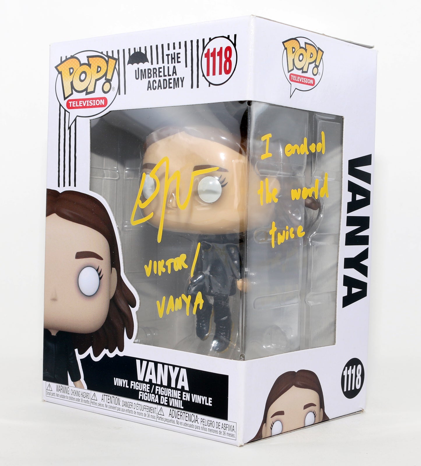
                  
                    Elliot Page as Viktor / Vanya in The Umbrella Academy Signed Funko POP! #1118 with Character Names & Quote
                  
                