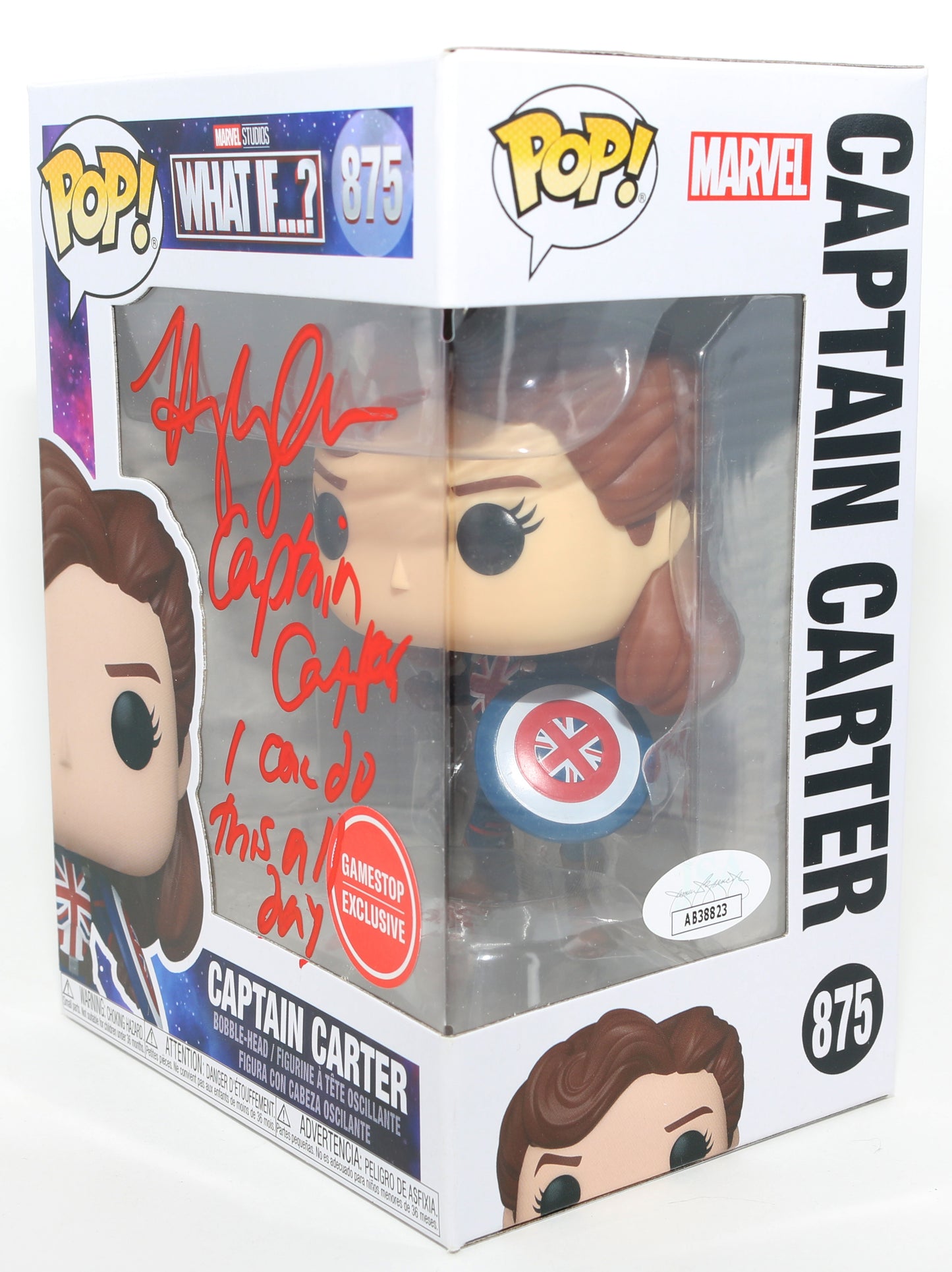 
                  
                    Hayley Atwell as Captain Carter in Marvel's What If...? GameStop Exclusive (JSA) Signed Funko POP! #875 with Character Name & Quote
                  
                
