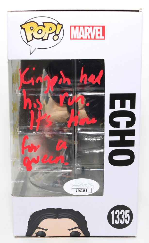 
                  
                    Alaqua Cox as Maya Lopez / Echo in Echo (JSA) Signed Funko POP! #1335 with Character Name & Quote
                  
                