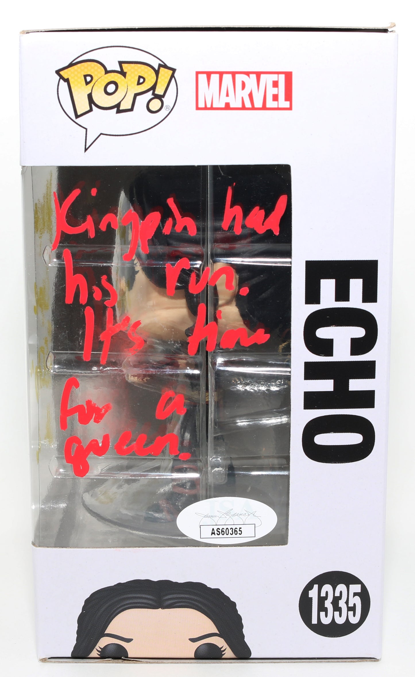 
                  
                    Alaqua Cox as Maya Lopez / Echo in Echo (JSA) Signed Funko POP! #1335 with Character Name & Quote
                  
                