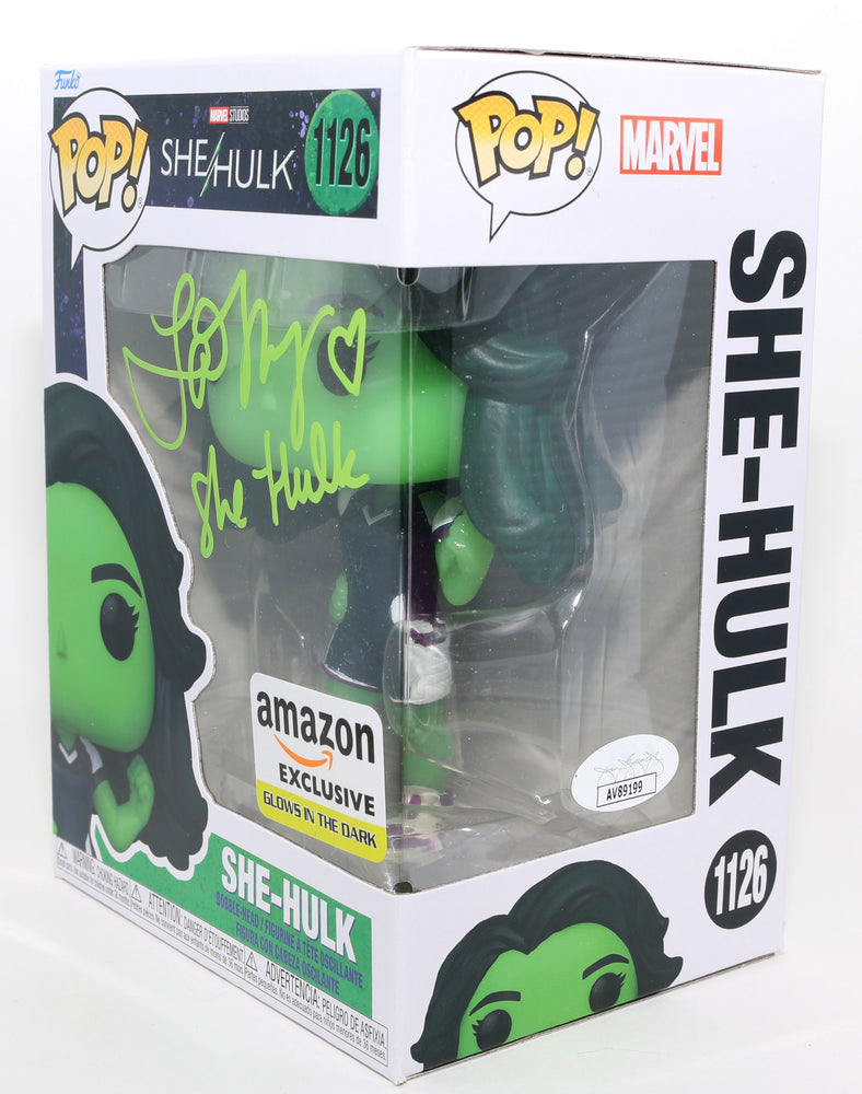 
                  
                    Tatiana Maslany as She-Hulk [Jumpsuit] in She-Hulk Amazon Exclusive Glows in the Dark (JSA) Signed Funko POP! #1126 with Character Name
                  
                