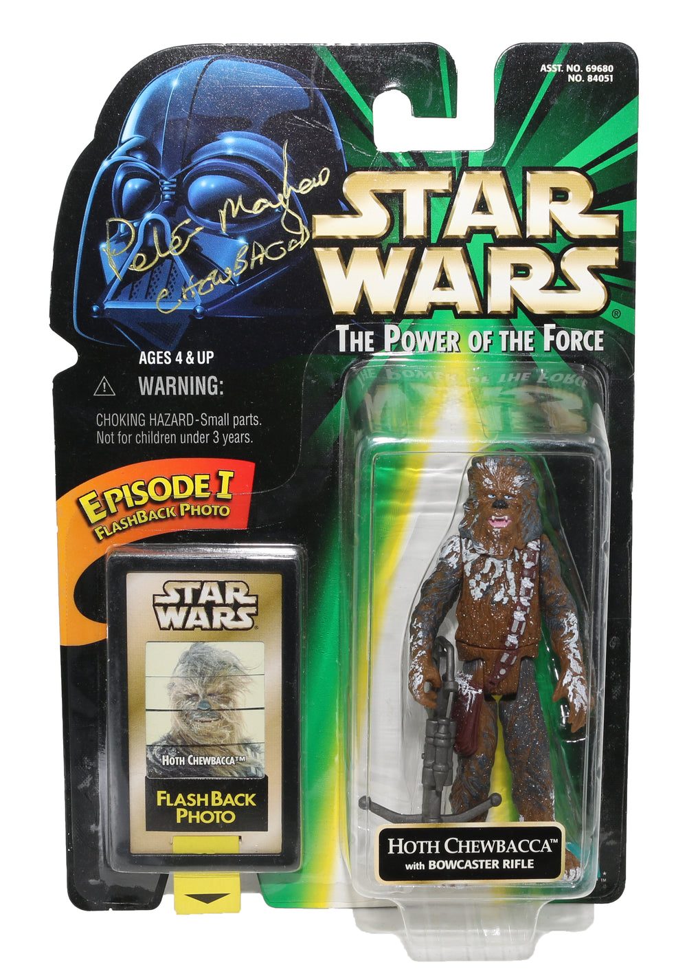 Peter Mayhew as Hoth Chewbacca in Star Wars: The Empire Strikes Back POTF Power of the Force Kenner Hasbro 1998 Signed Action Figure