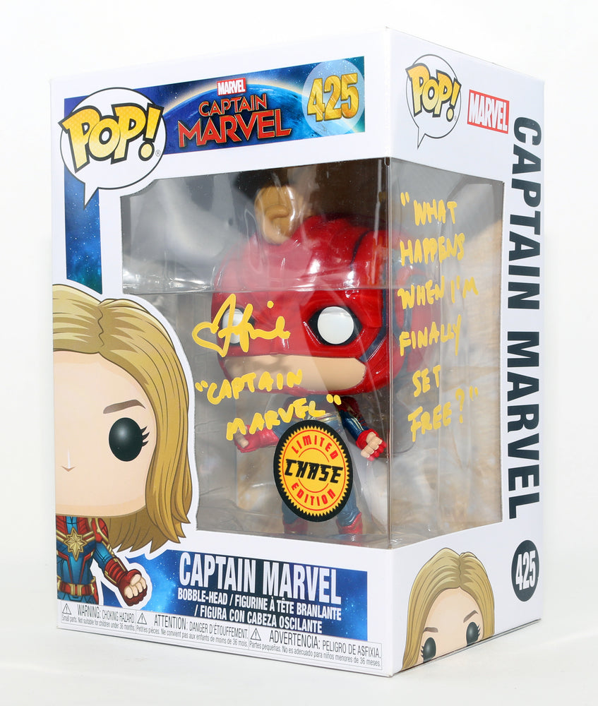 
                  
                    Brie Larson as Captain Marvel in Captain Marvel Chase Edition Signed Funko POP! #425 with Character Name & Quote
                  
                