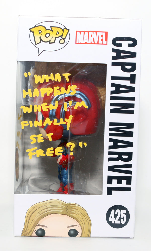 
                  
                    Brie Larson as Captain Marvel in Captain Marvel Chase Edition Signed Funko POP! #425 with Character Name & Quote
                  
                