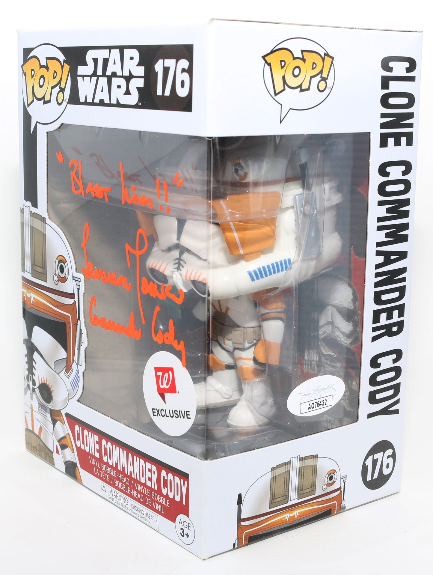 
                  
                    Temuera Morrison as Commander Cody in Star Wars Episode III: Revenge of the Sith Walgreen's Exclusive (JSA) Signed Funko POP! #176 with Character Name & Quote
                  
                