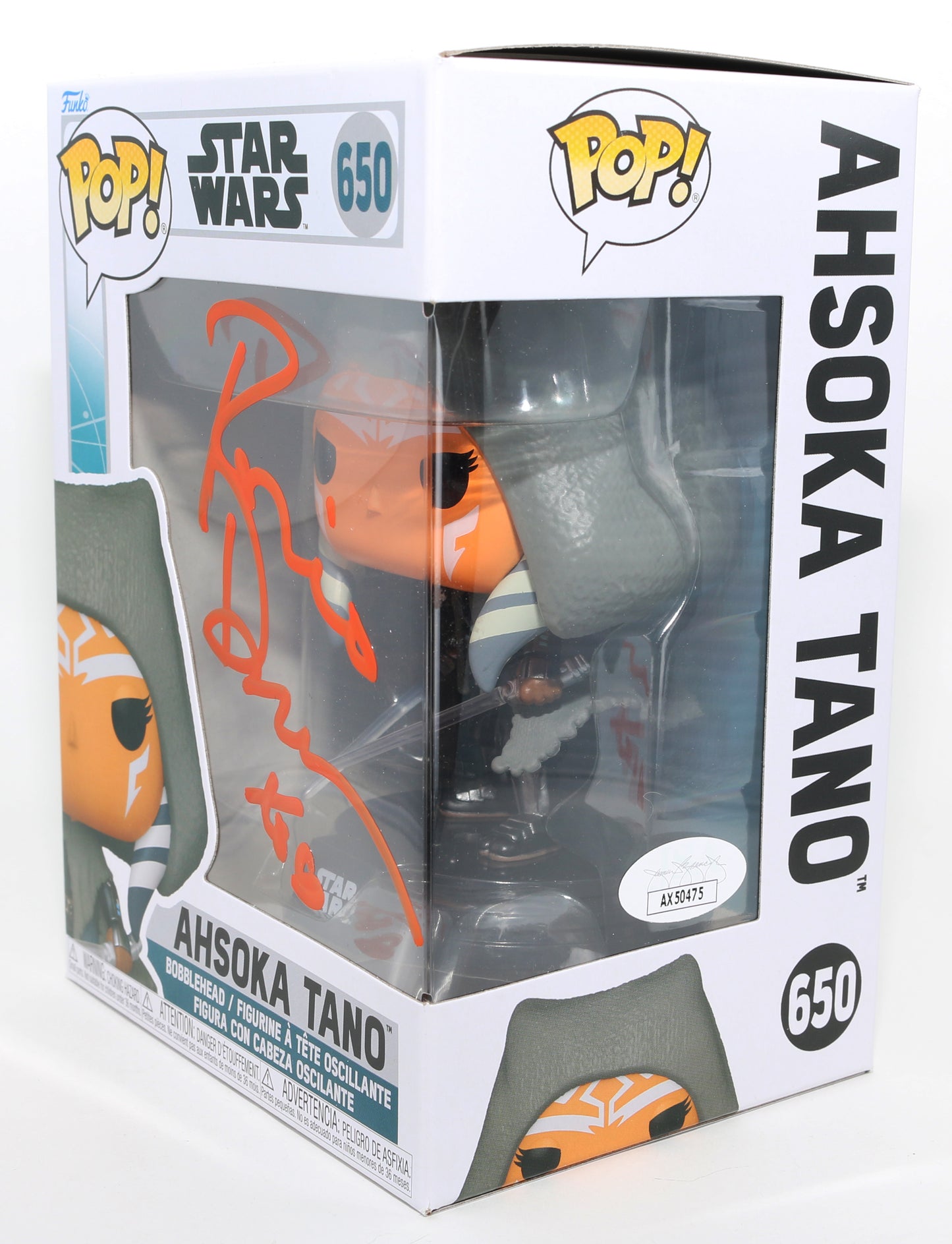 
                  
                    Rosario Dawson as Ahsoka Tano in Star Wars: Ahsoka (JSA) Signed Funko POP! #650
                  
                