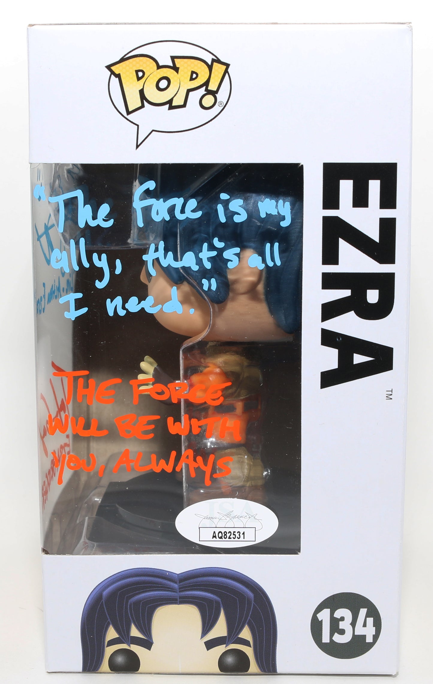 
                  
                    Eman Esfandi as Live Action & Taylor Gray as Animated Ezra Bridger in Star Wars: Ahsoka & Star Wars: Rebels (JSA) Signed Funko POP! #136 with Character Names & Quotes
                  
                