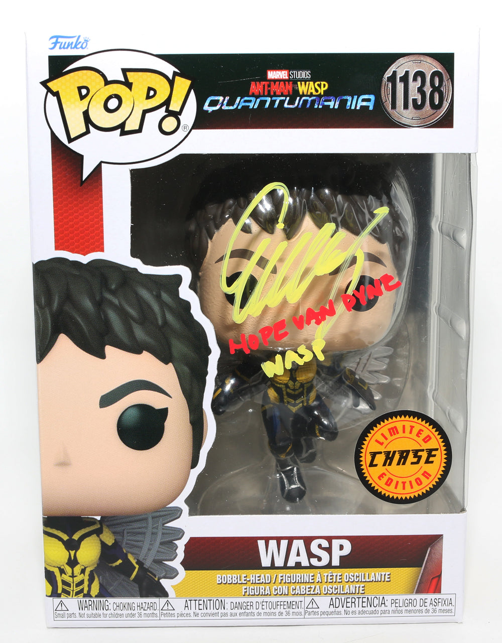 Evangeline Lilly as Wasp in Ant-Man and The Wasp: Quantumania Chase (JSA) Signed Funko POP! #1138 with Character Name