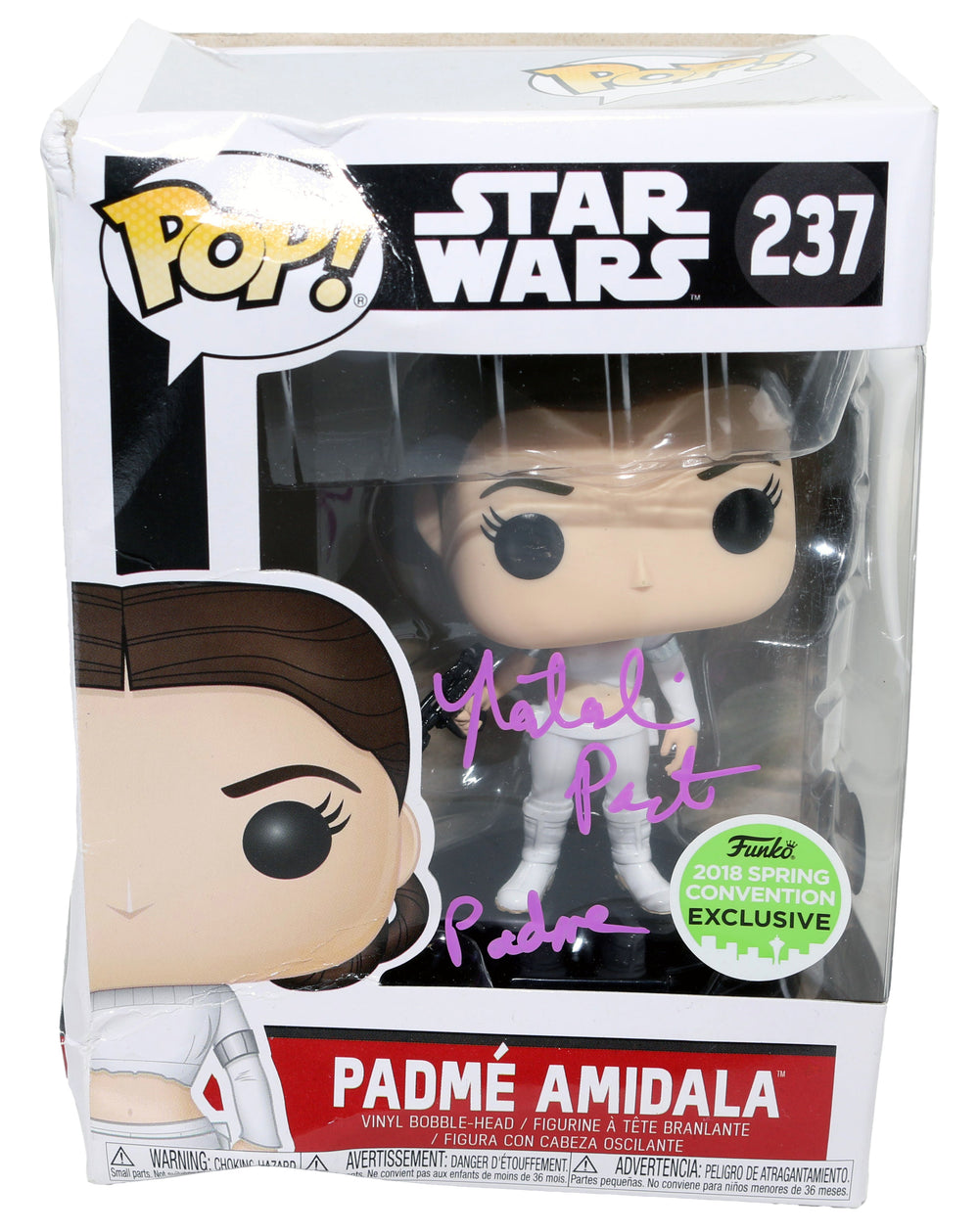 Natalie Portman as Padme Amidala in Star Wars Episode II: Attack of the Clones (SWAU) Signed Funko POP! #237 with Character Name