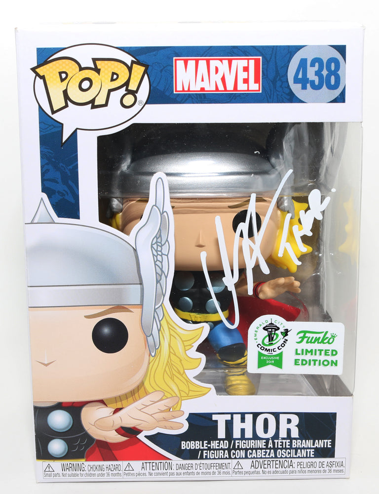 
                  
                    Chris Hemsworth as Thor in Thor 2019 Emerald City Comic Con Exclusive (SWAU) Signed Funko POP! #438 with Character Name
                  
                