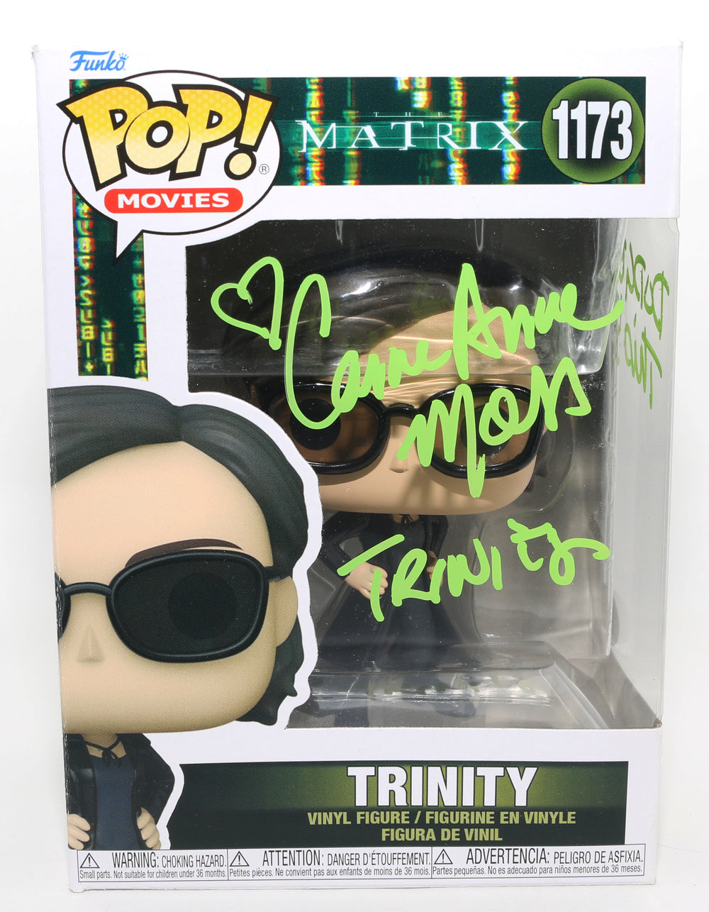 Carrie Anne Moss as Trinity in The Matrix (JSA) Signed Funko POP! #1073 with Character Name & Quote