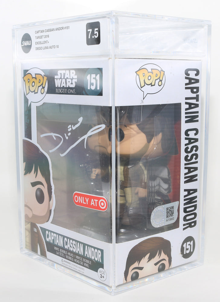 
                  
                    Diego Luna as Captain Cassian Andor in Rogue One: A Star Wars Story Target Exclusive (SWAU Encapsulated Grade 7.5 / Auto 10) Signed Funko POP! #151
                  
                