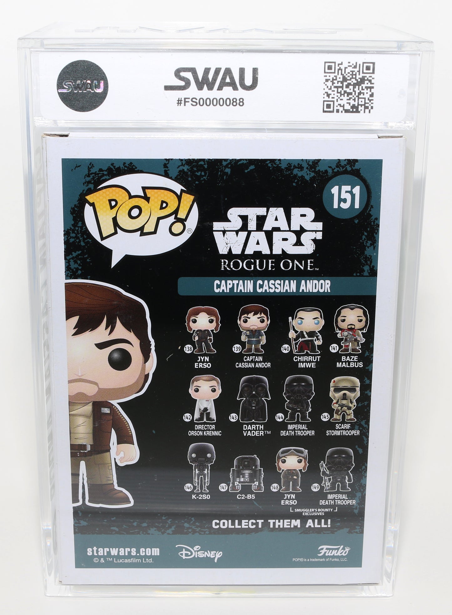 
                  
                    Diego Luna as Captain Cassian Andor in Rogue One: A Star Wars Story Target Exclusive (SWAU Encapsulated Grade 7.5 / Auto 10) Signed Funko POP! #151
                  
                